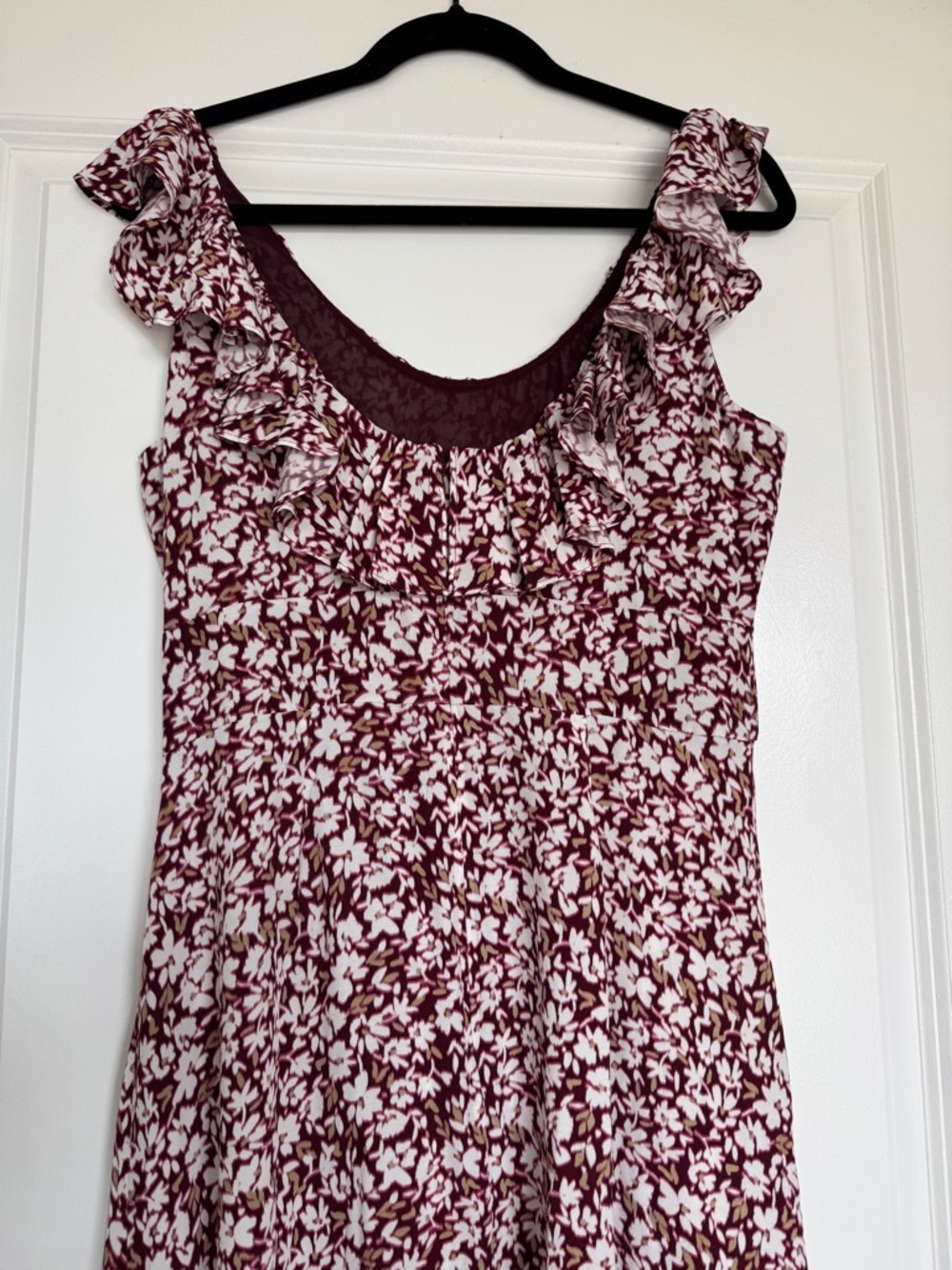 NWOT! MADEWELL Ruffled Scoopneck Maxi Dress Emma Floral Burgundy Size 4 🌸 - Picture 9 of 15